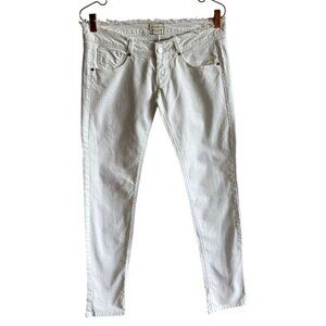 Met in Jeans Women's Distressed Waist Style Plain Jeans White Size 28